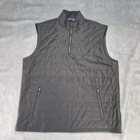 Ralph Lauren Polo Golf Performance Vest Mens XL Quilted Vest Quarter Zip Black - Picture 1 of 8